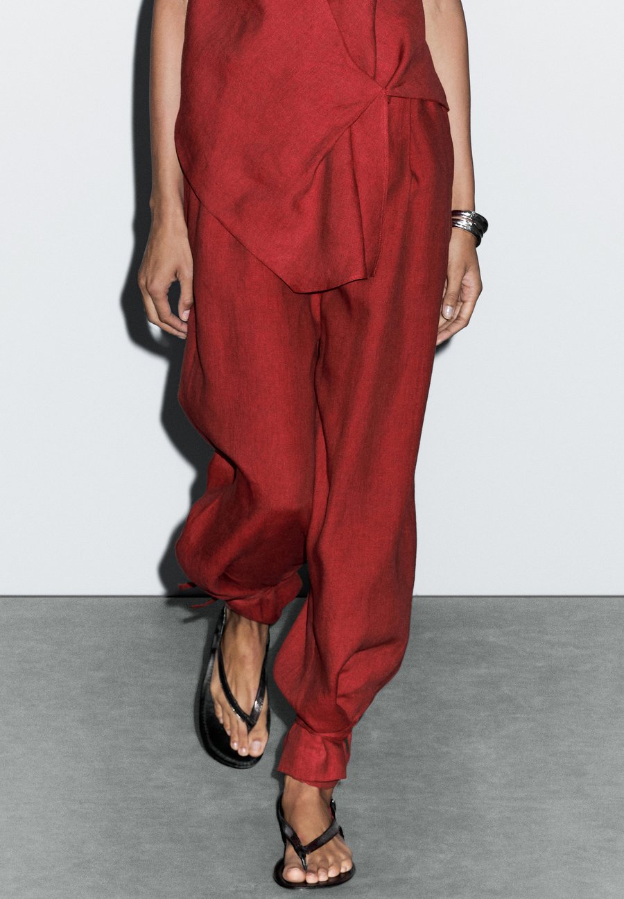 

Брюки Massimo Dutti SAROUEL WITH TIE, Red