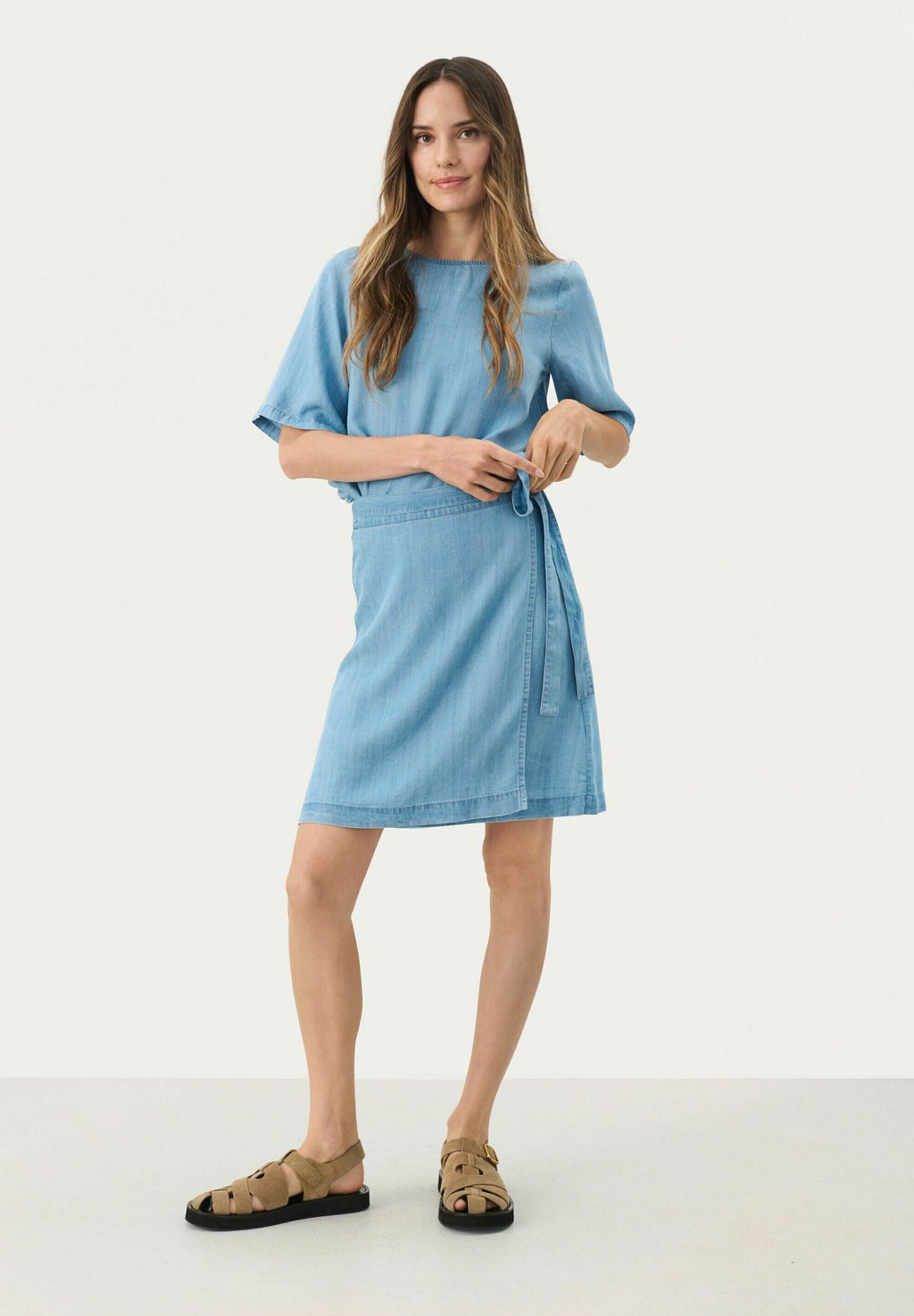 

Джинсовая юбка Wrap skirt Part Two, цвет Light Blue Denim