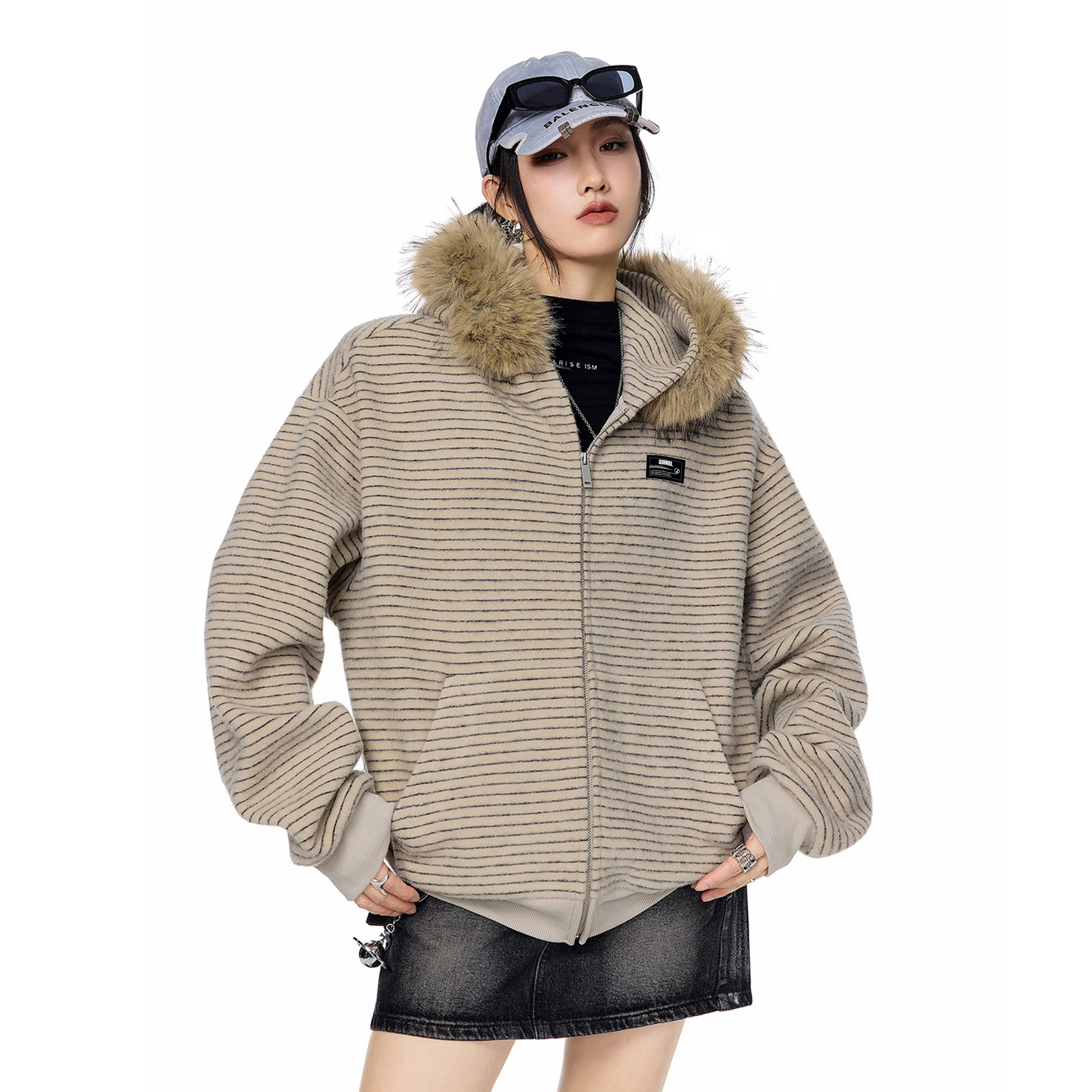 

Кардиган умеренный с меховым воротником Unisex ZIAREL, оранжевый[removable logo]