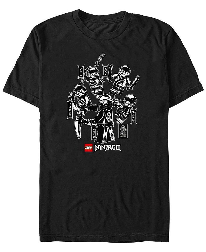 

Мужская футболка с коротким рукавом Lego Ninjago Ninja Group Fifth Sun, черный