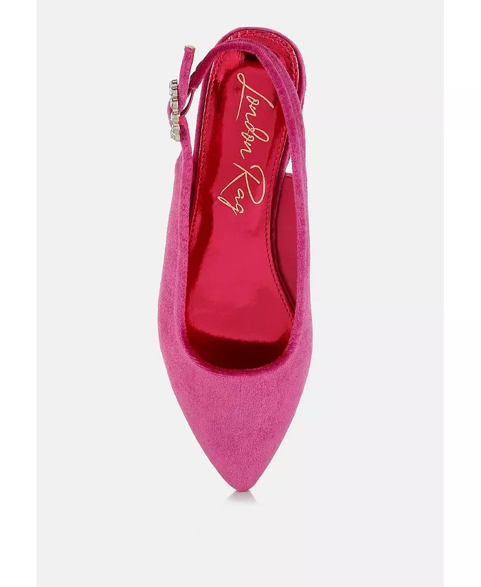 Dolan Velvet Slingback Туфли на плоской подошве женские сандалии London Rag, розовый — фото 4
