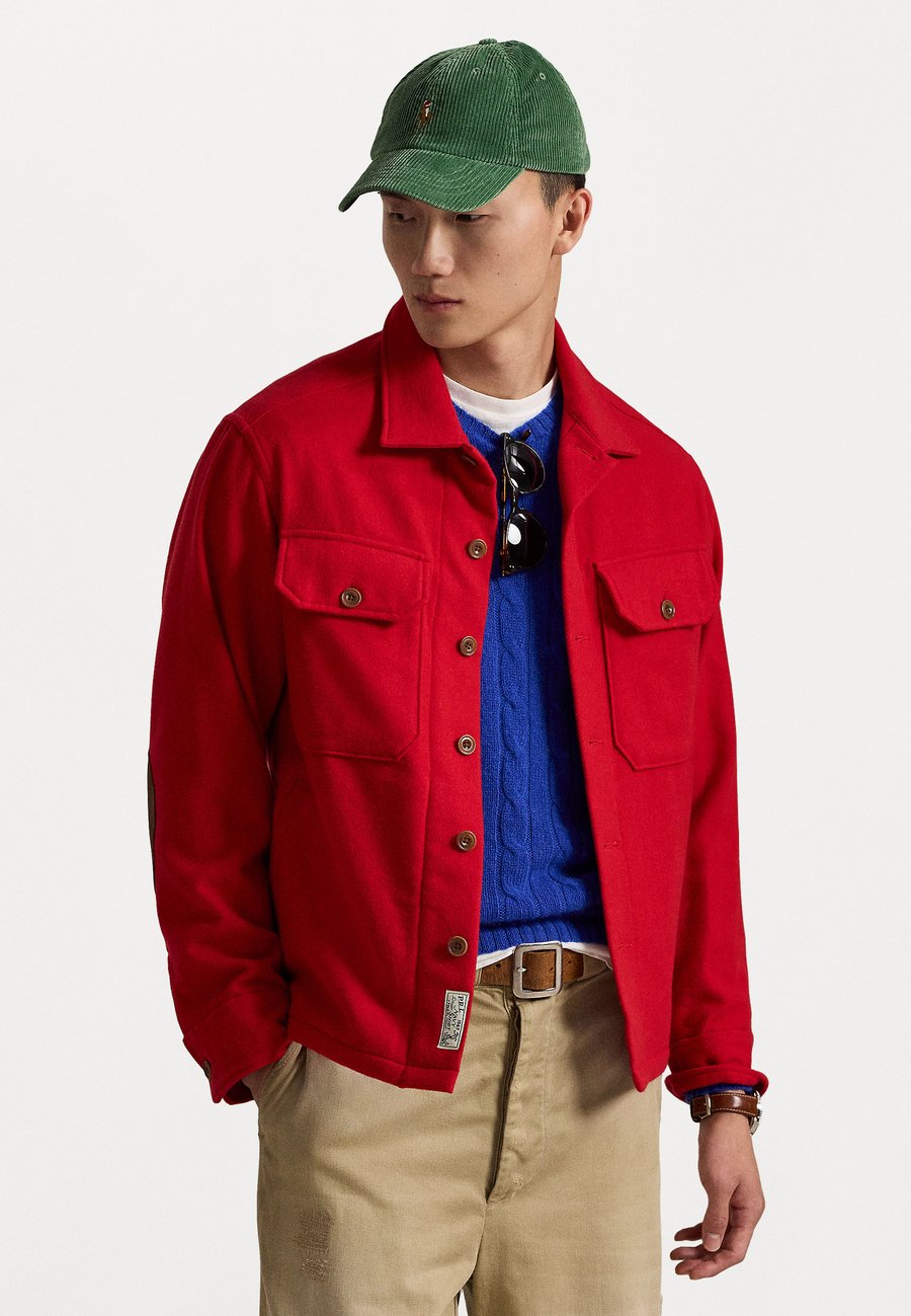 

Куртка Polo Ralph Lauren SUEDE-PATCH WOOL TWILL OVERSHIRT, Red/Dark Blue