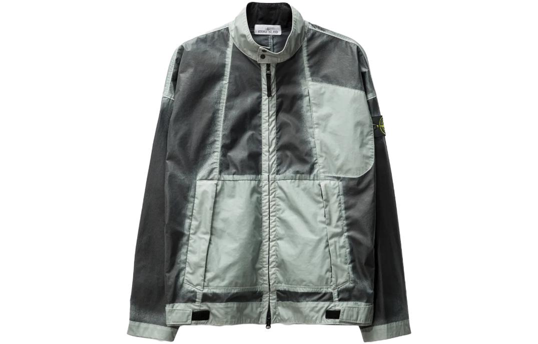 STONE ISLAND Кожаная куртка байкера Compass Badge, Sky Color — фото 3