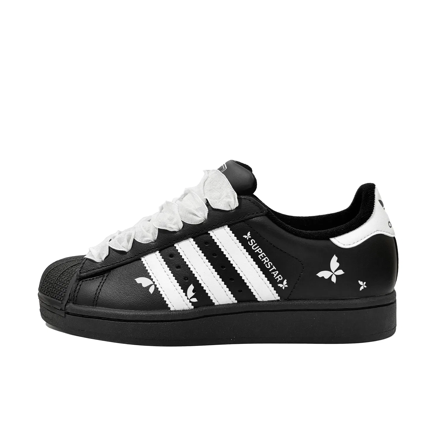 Кроссовки для скейтбординга Superstar 2 Butterfly Dancing Leather Low top Kids' Skateboarding Shoes Black Teenagers Adidas Originals