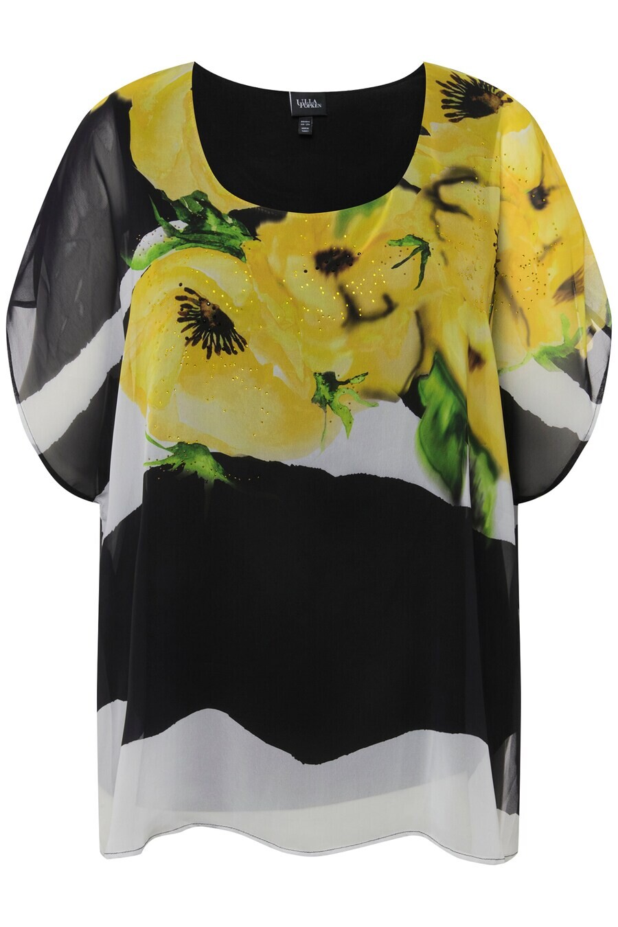 

Блуза Ulla Popken Blouse, цвет Lemon/Black/White