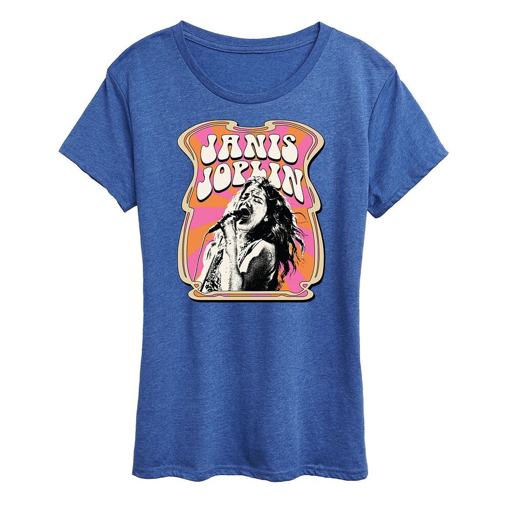 

Женская футболка с графическим принтом в стиле плаката Janis Joplin Licensed Character, цвет Heather Blue
