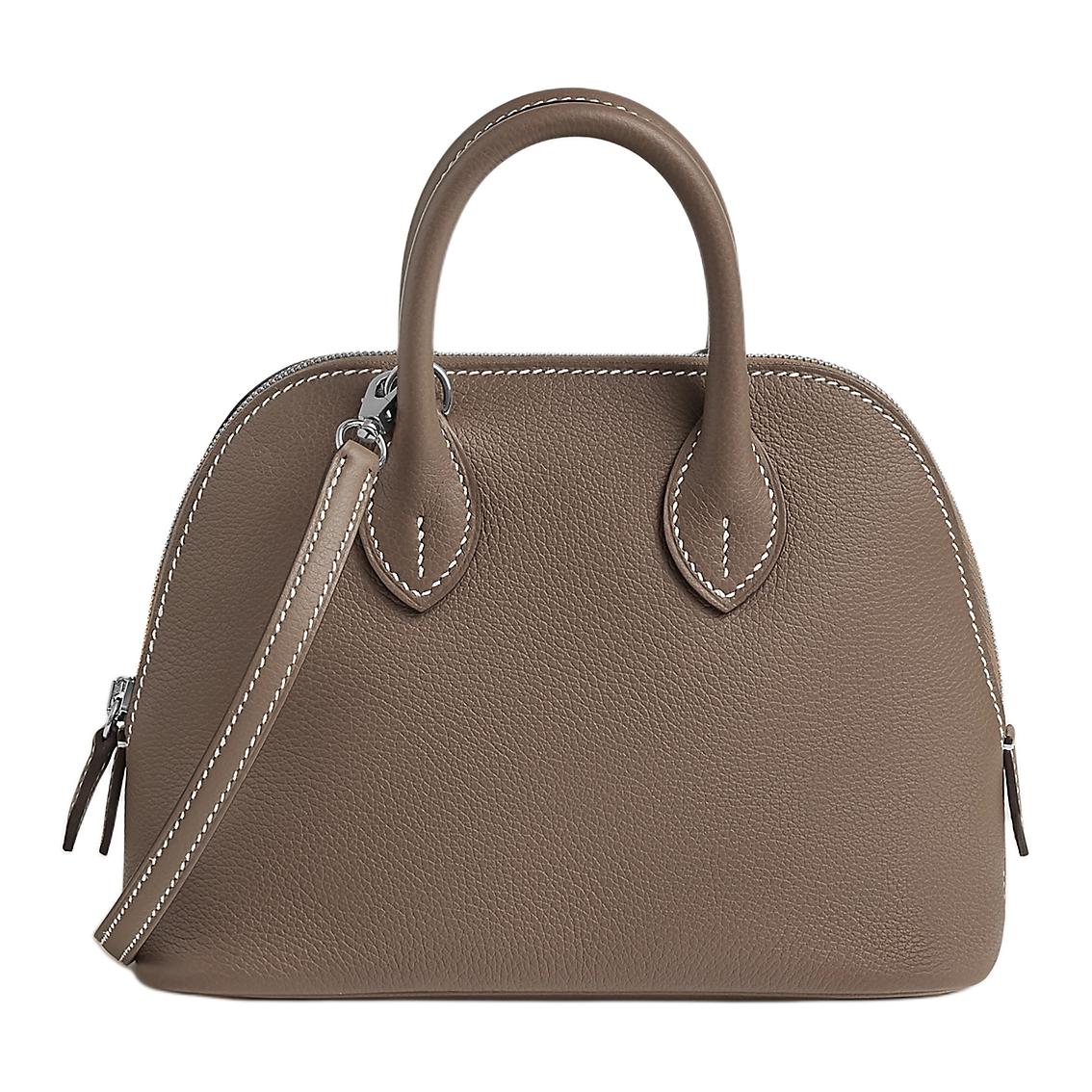 

HERMES Сумка-боулинг Bolide Evercolor Leather, сумка-мессенджер, через плечо, мини-сумка унисекс, цвет «слон», серый