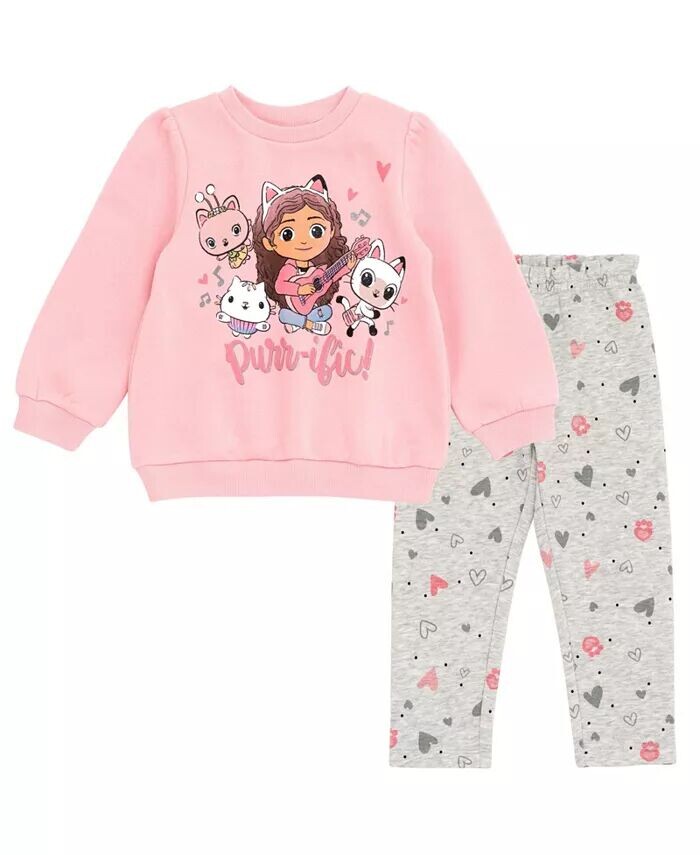 

Комплект из флисового свитшота и брюк для девочек Pandy Paws Cakey Cat Kitty Fairy Dreamworks Gabby'S Dollhouse, мультиколор