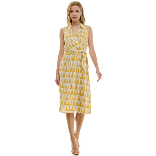 

Женское платье миди с завязками на резинке на талии Luxology, цвет yellow mustard cream