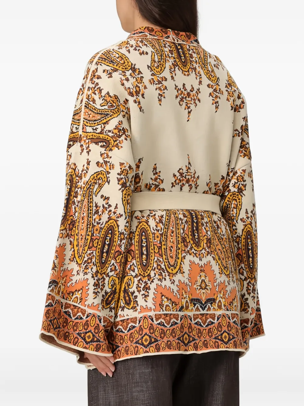 Кардиган с поясом и узором пейсли Etro, нейтральный — фото 4