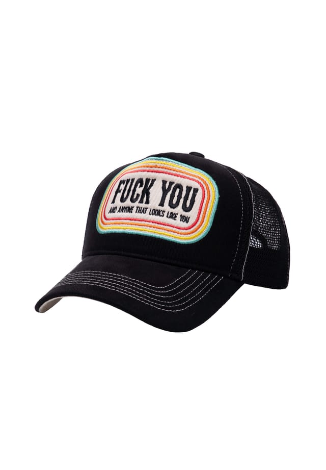 

Кепка дальнобойщика с вышивкой спереди «F*ck you» King Kerosin, черный
