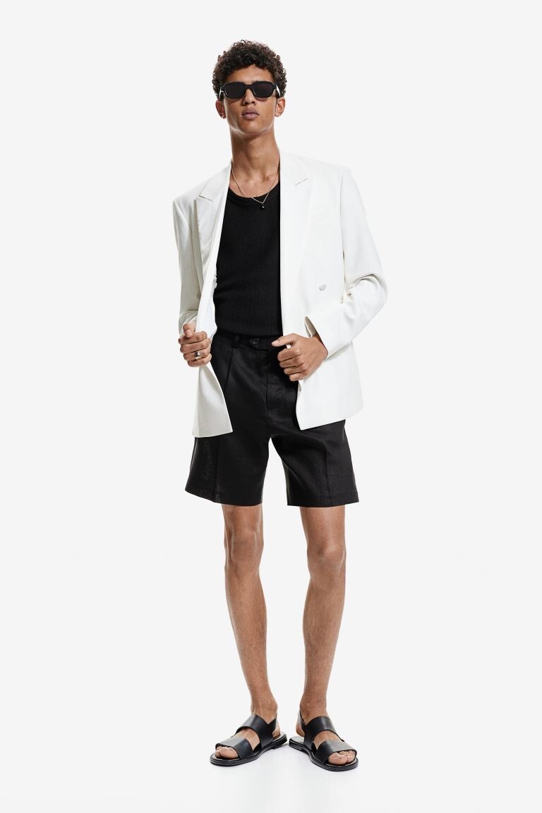 

Элегантные шорты из льна свободного кроя H&M, черный
