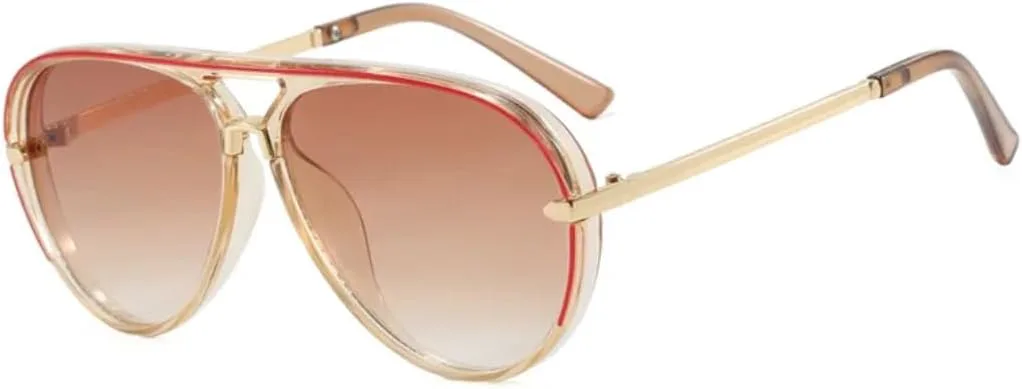 

Ретро-солнцезащитные очки с двойным градиентом для женщин, яркие, стильные, повседневные, для мужчин, с защитой от УФ-излучения UV400 UATXTAU, Champagne Red