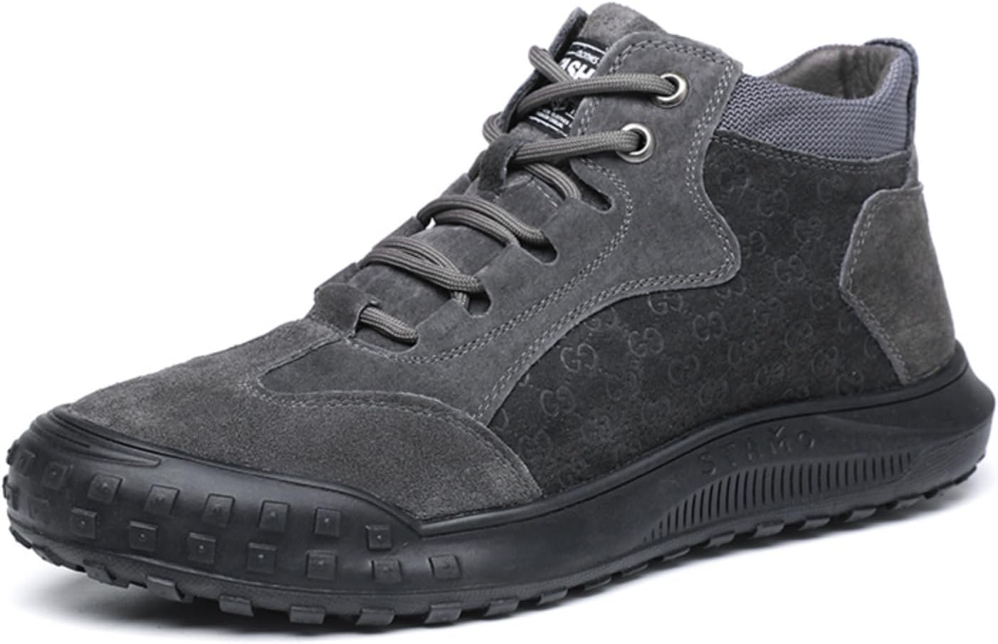 

Мужские зимние высокие ботинки, утепленные флисом, верх из замши, застежка на шнуровке и молнии, нескользящая резиновая подошва, комфортная стелька с подкладкой для повседневной или уличной носки в холодную погоду Khwfjas, серый