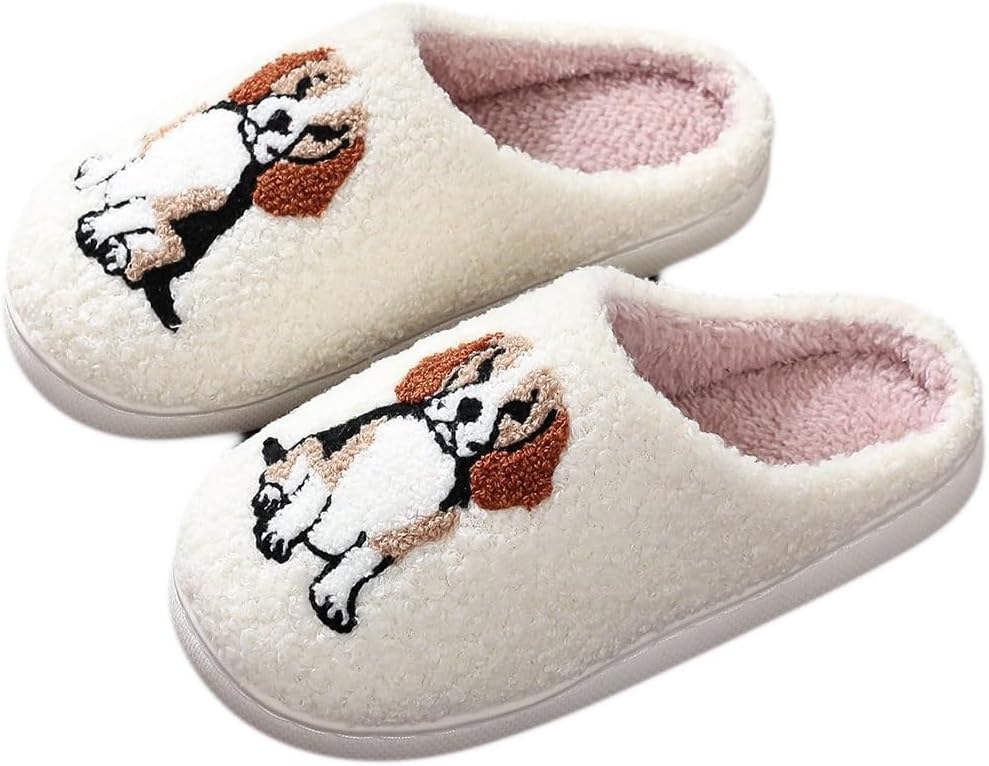 

Забавные тапочки для женщин и мужчин, мягкие плюшевые пушистые с мультяшными животными, теплые, с нескользящей подошвой, для дома и внутреннего использования Generic, Beagle