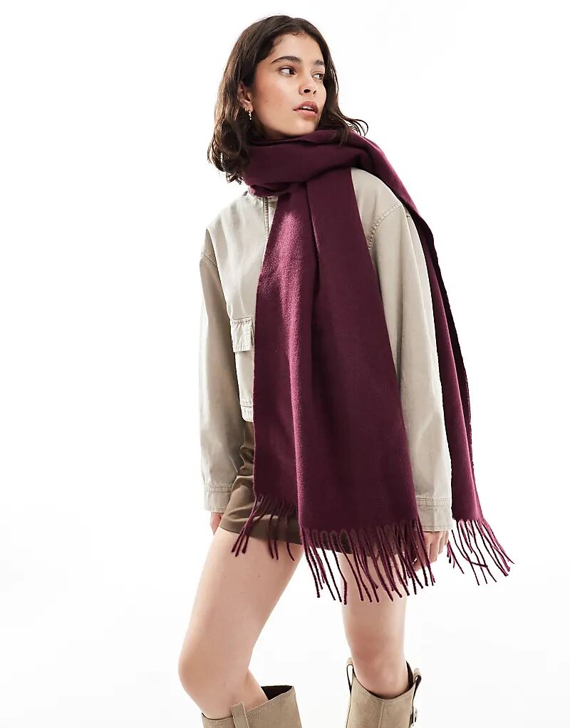 

Супермягкий тканый шарф с кисточками от ASOS DESIGN бордового цвета