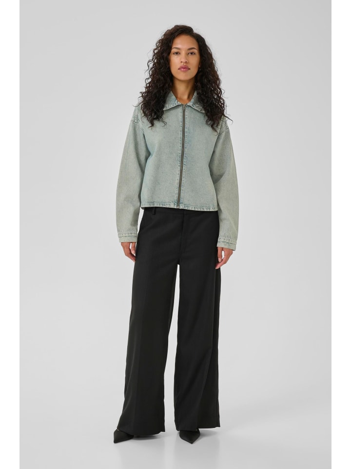 

My Essential Wardrobe Джинсовая куртка MWMalea, прямого кроя, светло-голубой, с эффектом потертости