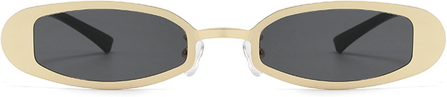 

Ретро-солнцезащитные очки овальной формы для женщин в стиле 90-х, металлические солнцезащитные очки, модные прямоугольные солнцезащитные очки для мужчин, очки с защитой от УФ-излучения mincl, Gold Black