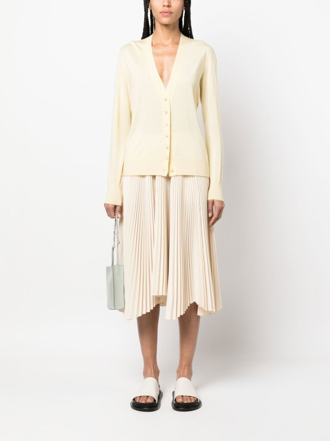 Jil Sander кардиган тонкой вязки с V-образным вырезом, желтый — фото 2