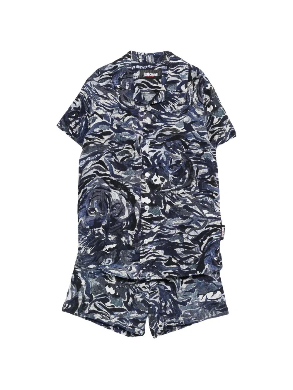 Комплект из рубашки и шорт с тигровым принтом Just Cavalli, синий