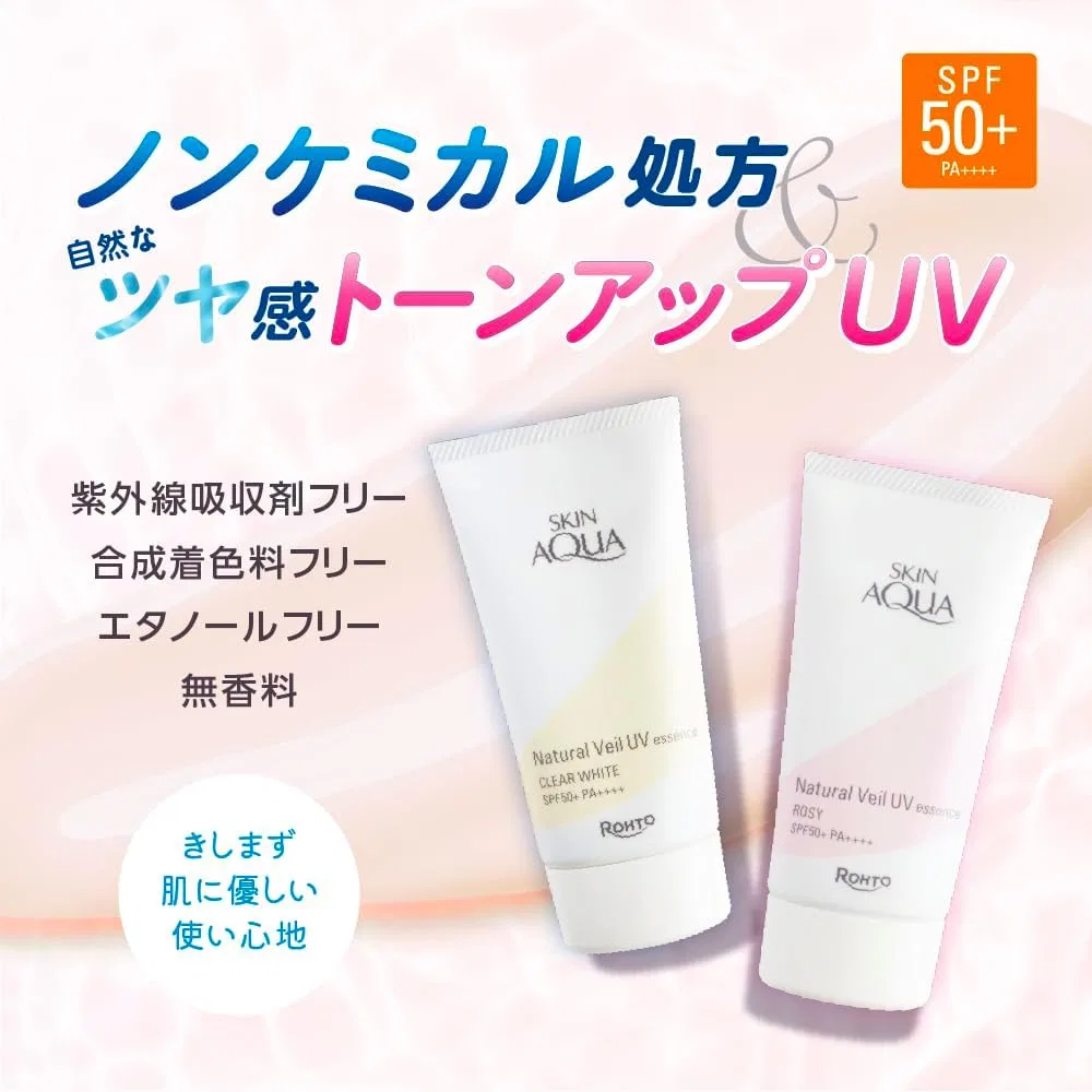 Солнцезащитный крем Skin Aqua Natural Veil UV Essence Rose SPF50+ PA++++ 50 г — фото 3