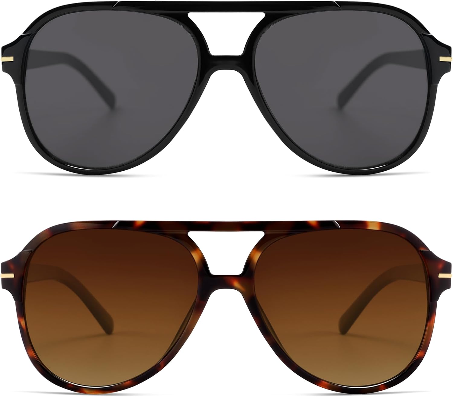 

Ретро-стиль, квадратные солнцезащитные очки-авиаторы для женщин и мужчин, классический винтаж 70-х годов, большие солнцезащитные очки AR82174 HERJOUR, Polarized Black+polarized Tortoise Brown