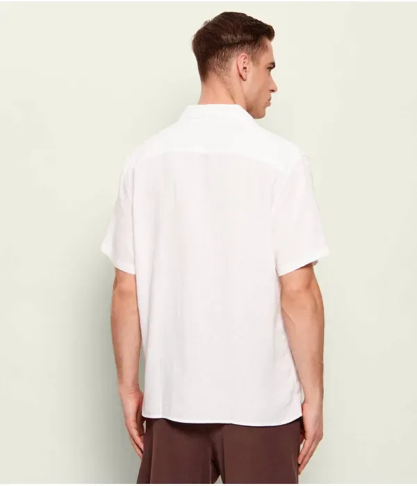 Льняная рубашка classic fit Calvin Klein, белый — фото 3