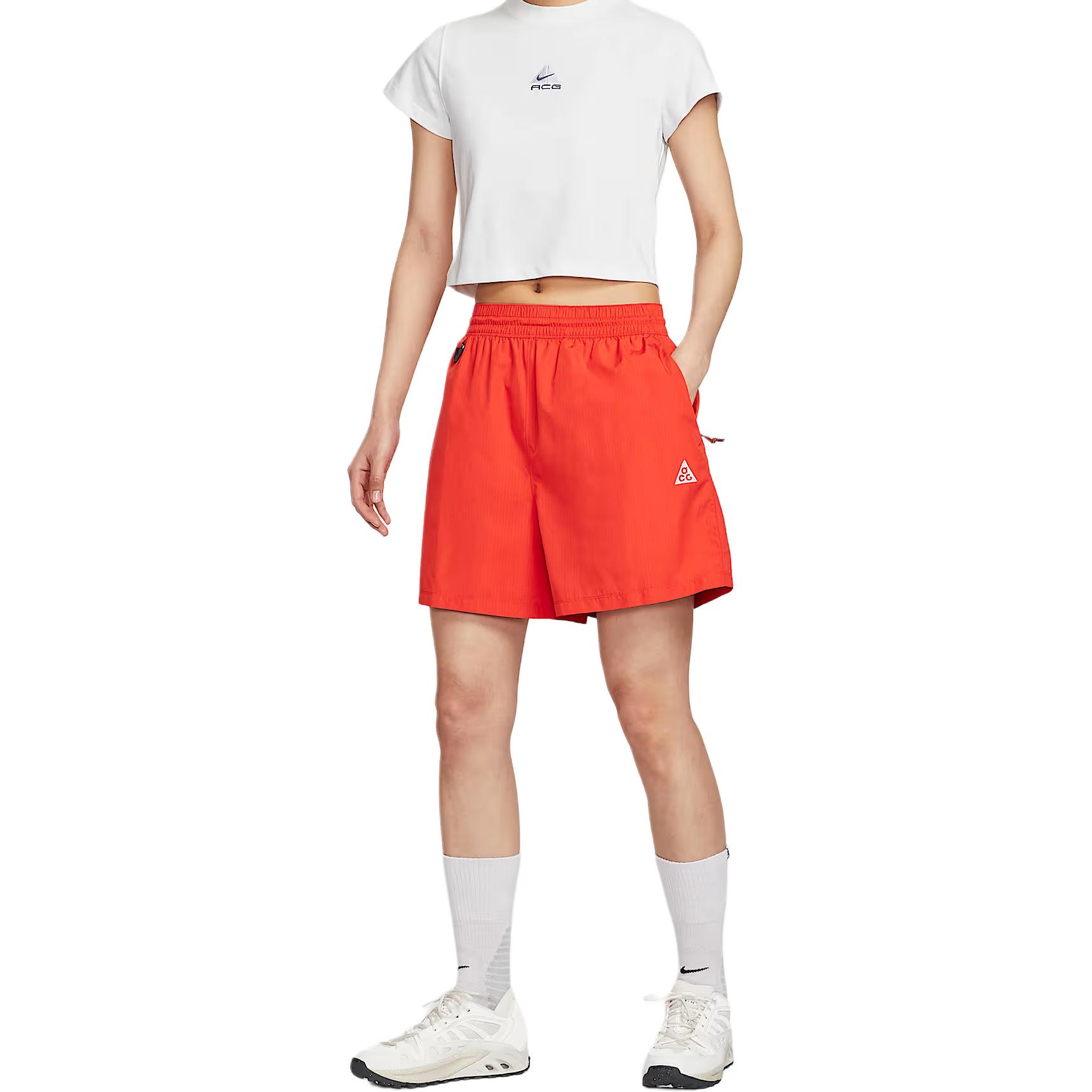 Женские шорты Casual ACG SS25 Passionate Red/Light Yellow Brown/Mountain White Nike, красный/светло- желтый коричневый/белый — фото 4