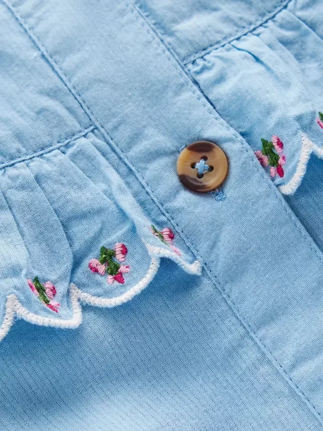 Детское платье на пуговицах, цвет Ледниковый синий Mini Boden — фото 3