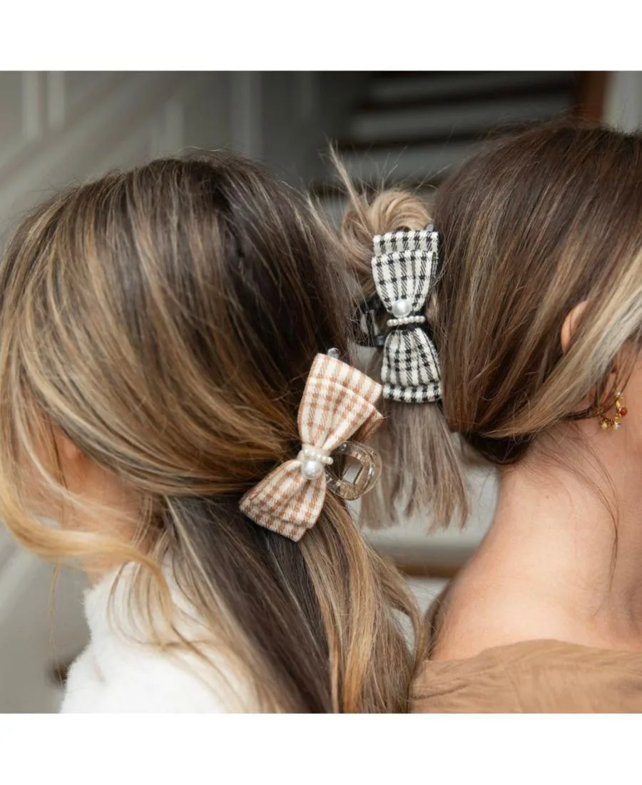 Headbands of Hope Большая клипса - бежевый клетчатый жемчуг — фото 3