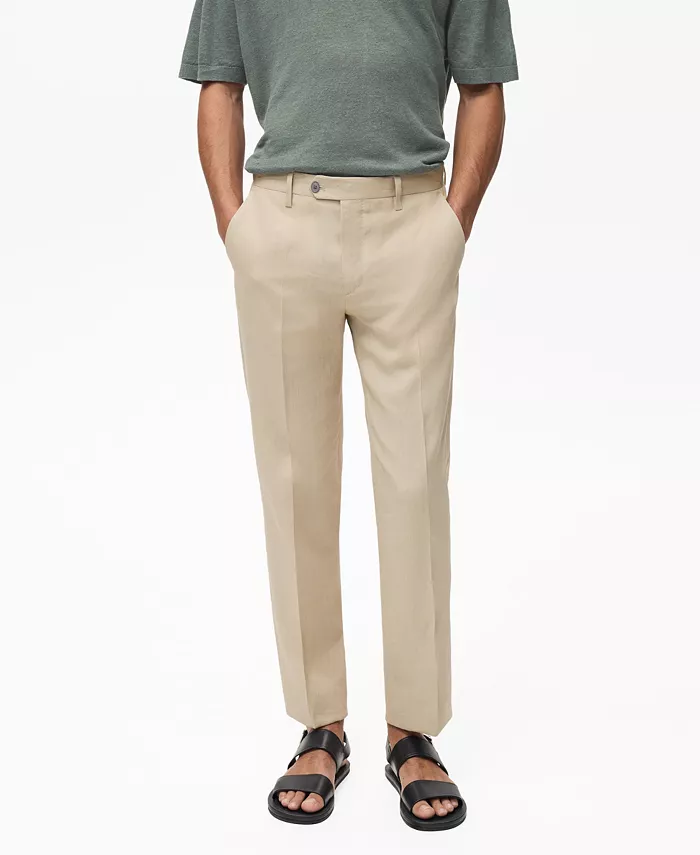 

Мужские льняные брюки Slim-Fit MANGO, коричневый