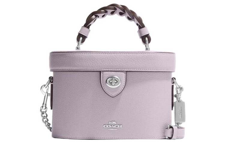 

COACH Кожаная сумка-бокс через плечо женская маленькая светло-фиолетовая
