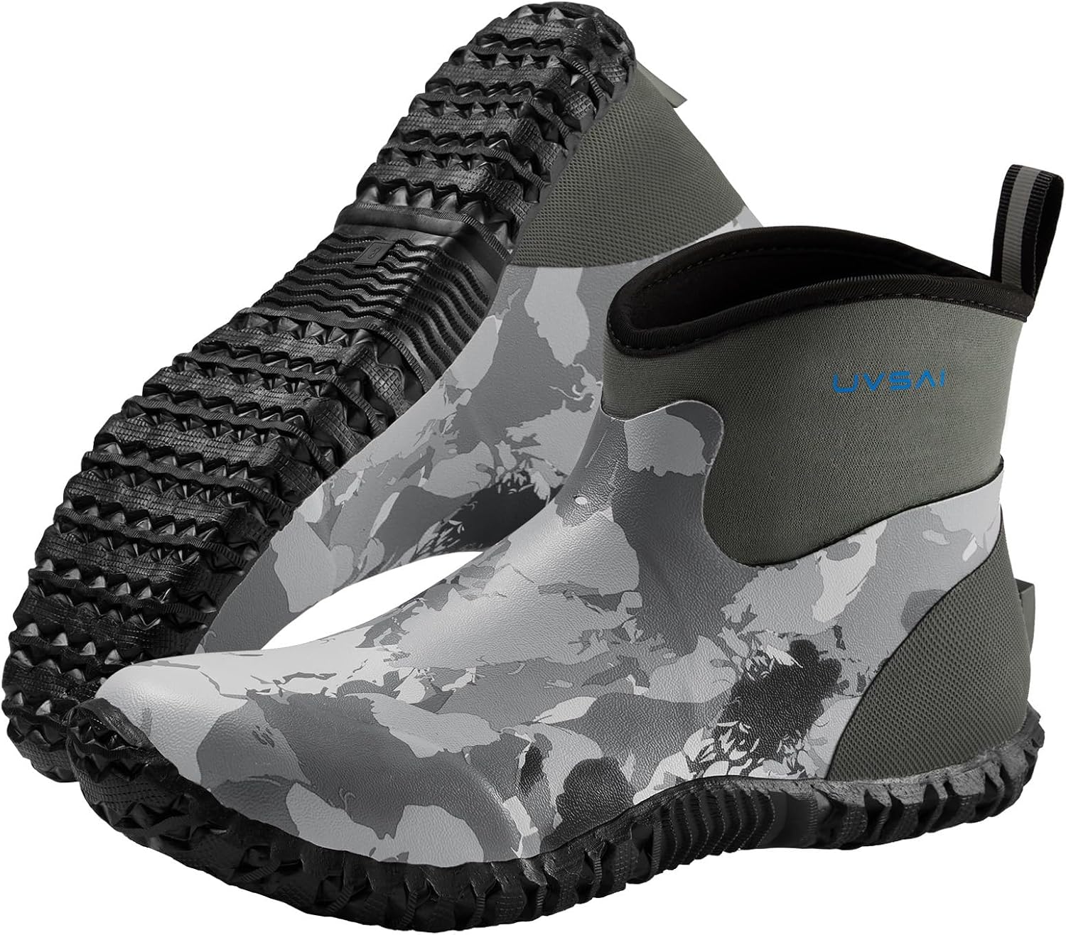 

Мужские водонепроницаемые садовые ботинки 13 см до щиколотки, дождевые ботинки, обувь без шнурков для садоводства, фермерства, ухода за газоном и работы во дворе Uvsai, серый