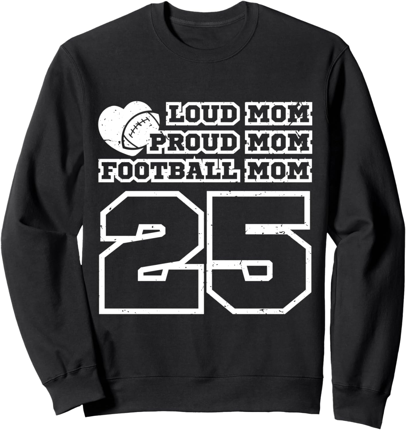 

Футбольная мама, гордая мама, громкая мама, номер 25, толстовка в поддержку болельщиков Cumilo American Football Matching Family Numbered, черный
