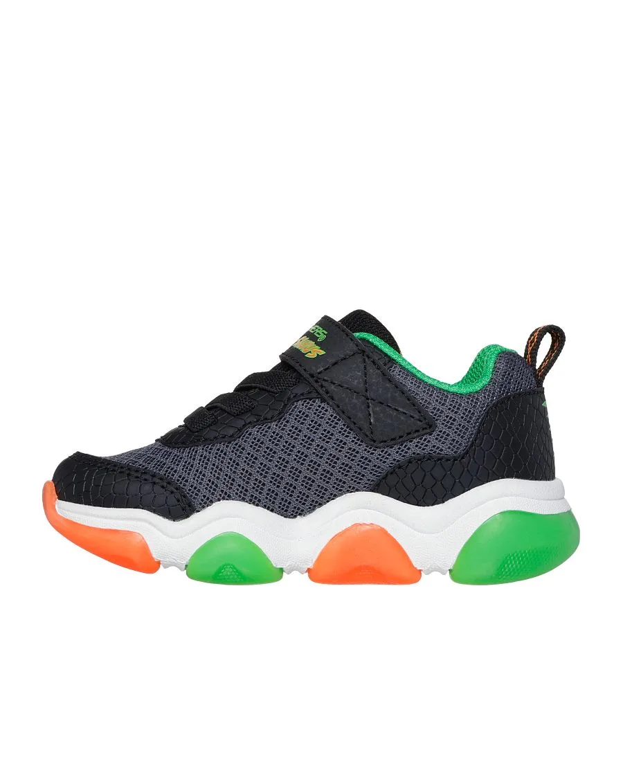 Детские кроссовки Mighty Glow 2.0 - Dino Bolt с подсветкой и ремешком от Finish Line Skechers, черный, белый — фото 3