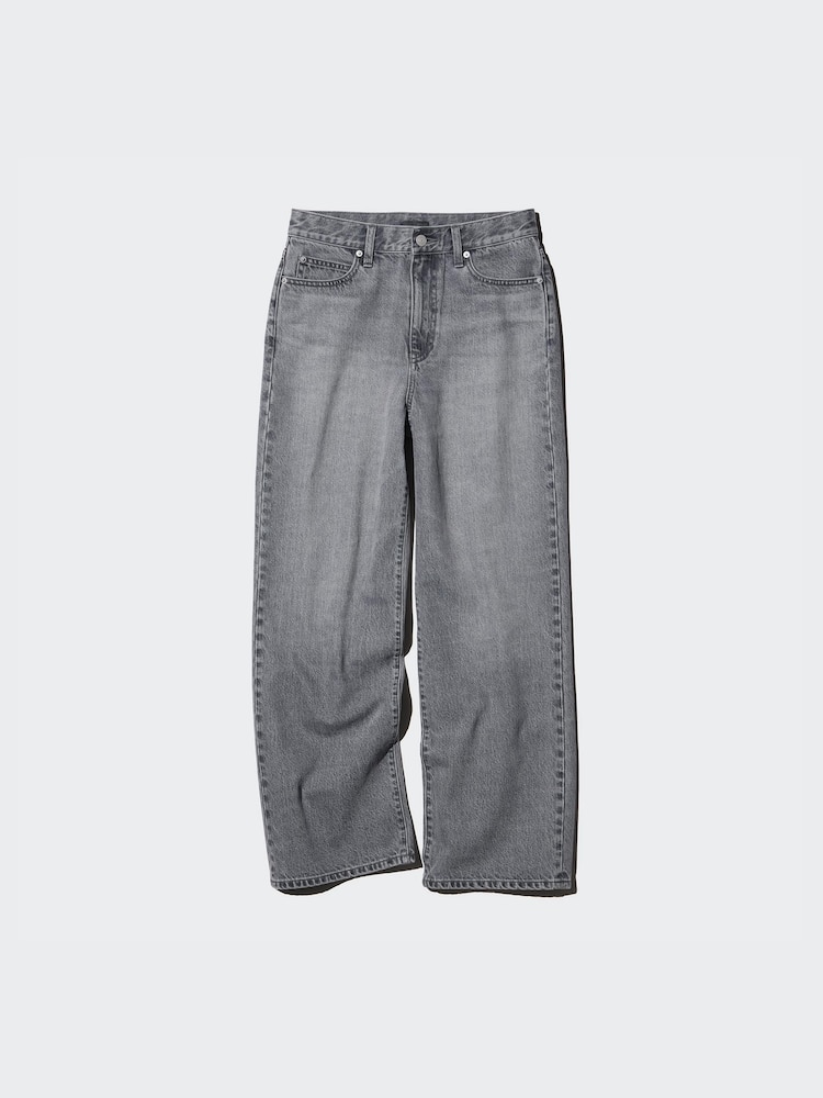 

Широкие прямые джинсы короткие Uniqlo, цвет 05 серый