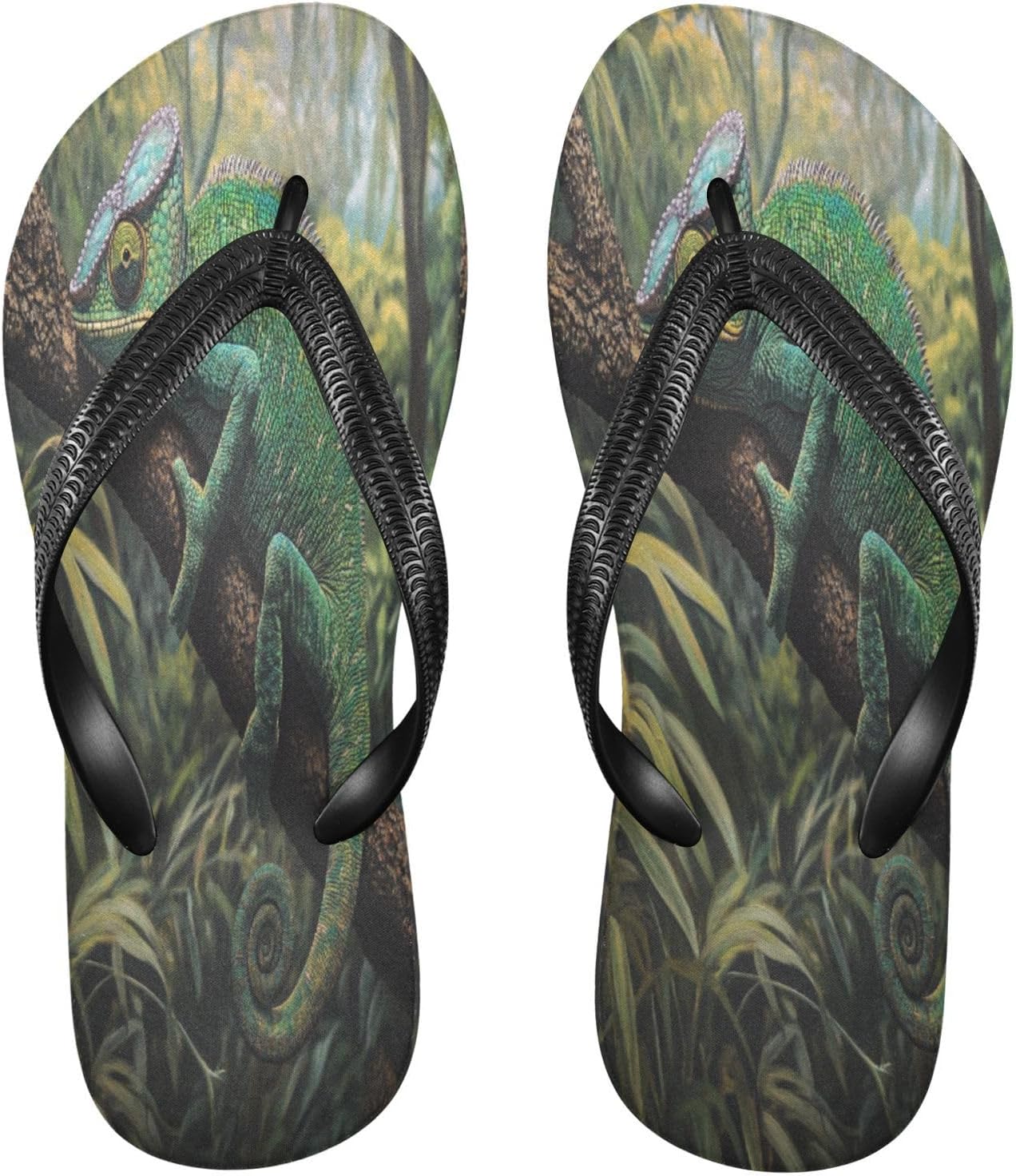 

Мужские и женские пляжные шлепанцы Chameleon Branch Jungle Green, резиновые, нескользящие, летние тапочки, с ремешком на пальцы Sinestour