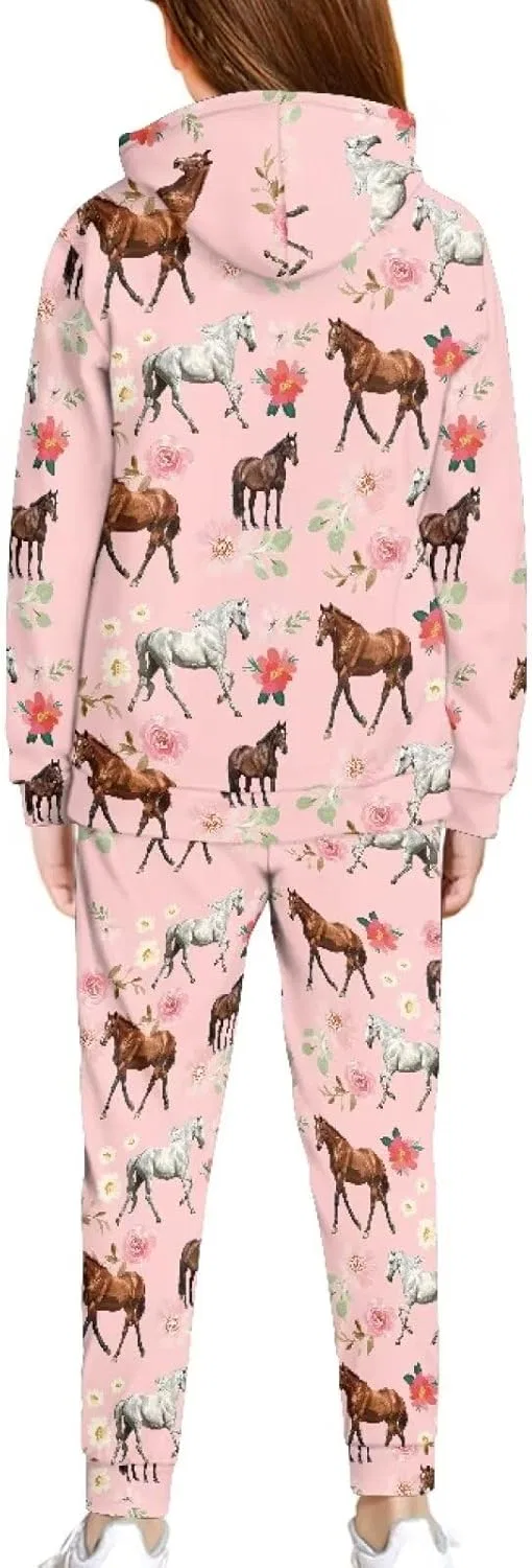 Детский спортивный костюм из флиса Pensura, 2 предмета, Floral Western Horse Pink — фото 2