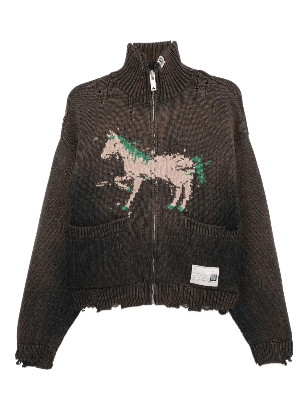 

Кардиган с вышивкой в виде лошади Maison Mihara Yasuhiro, коричневый