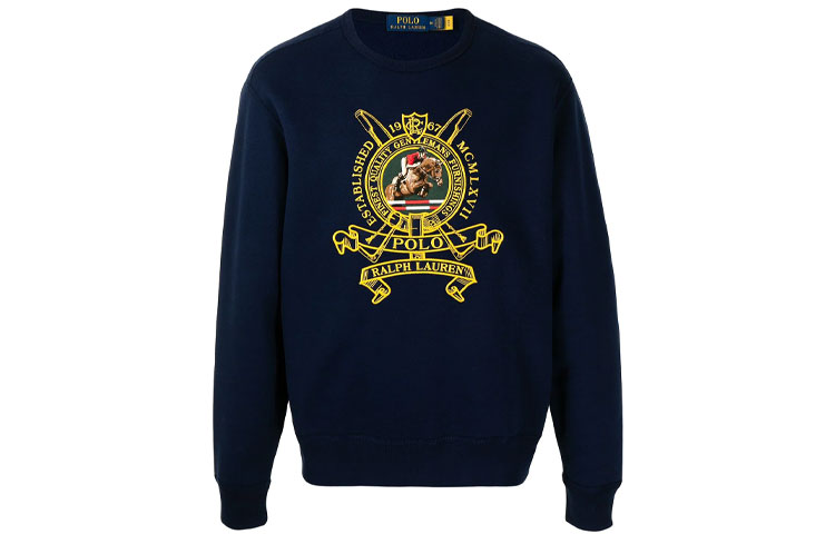 Polo Ralph Lauren Мужская флисовая толстовка с круглым вырезом и вышивкой Blue — фото 3
