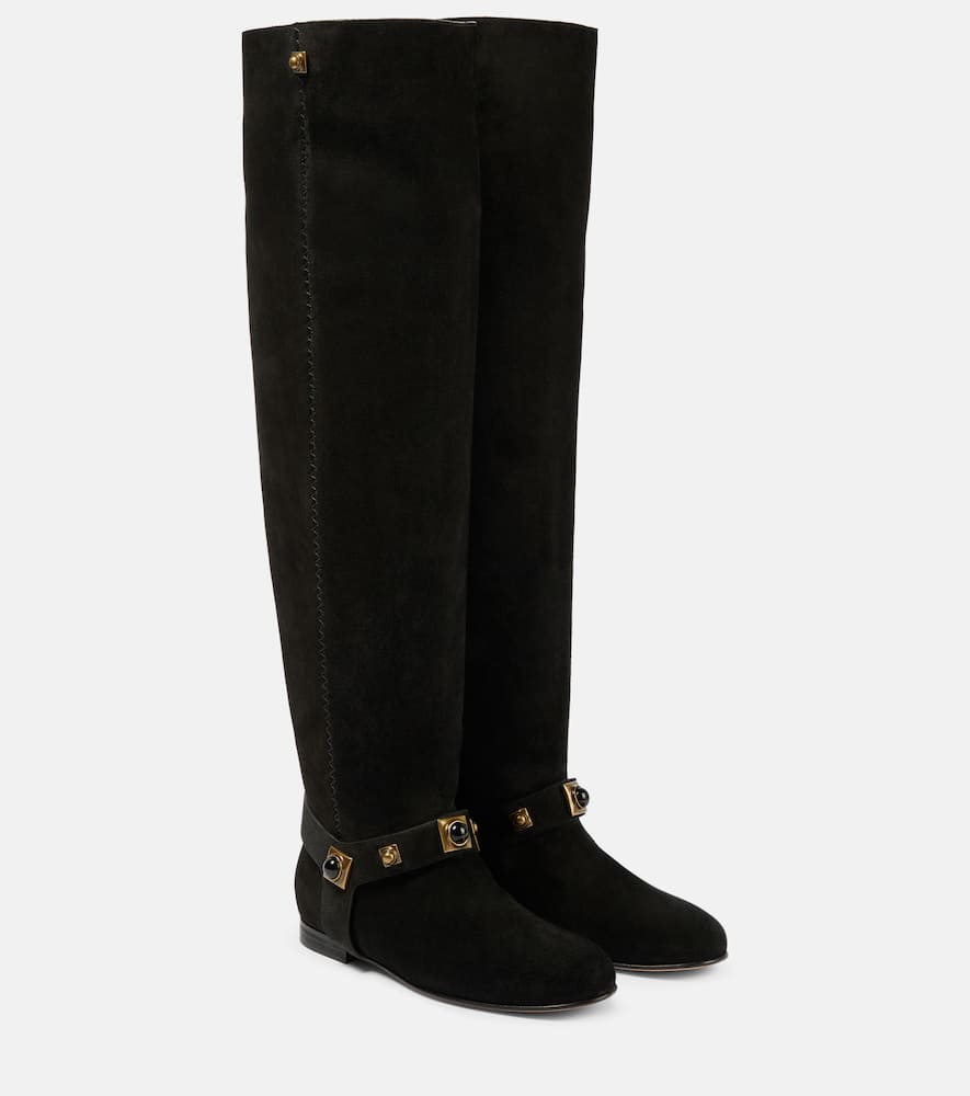 Ботинки Crown Me до колена из замши Etro, Black