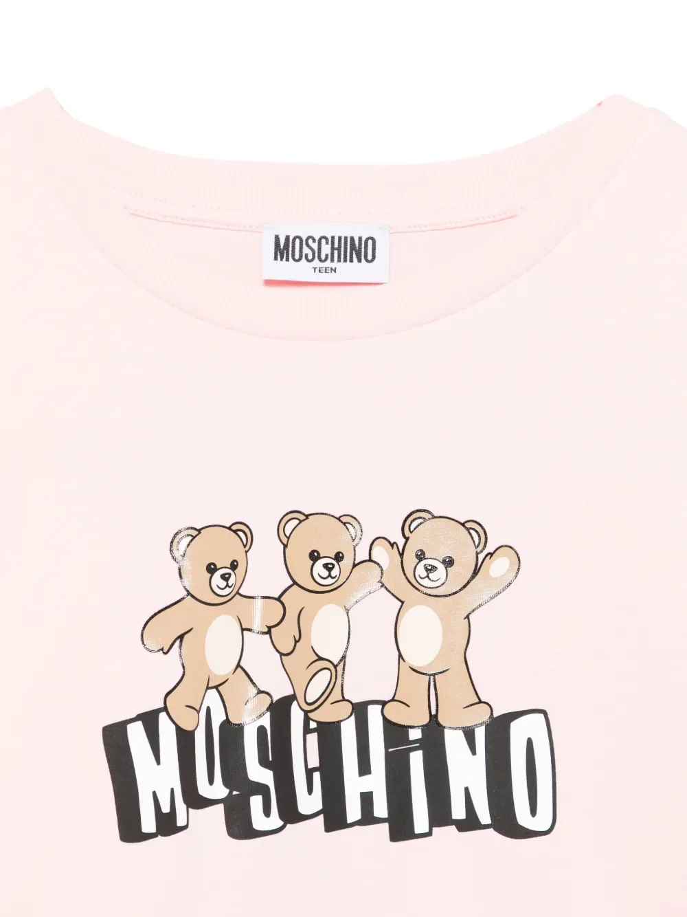Футболка с графическим изображением мишки Moschino Kids, розовый — фото 3