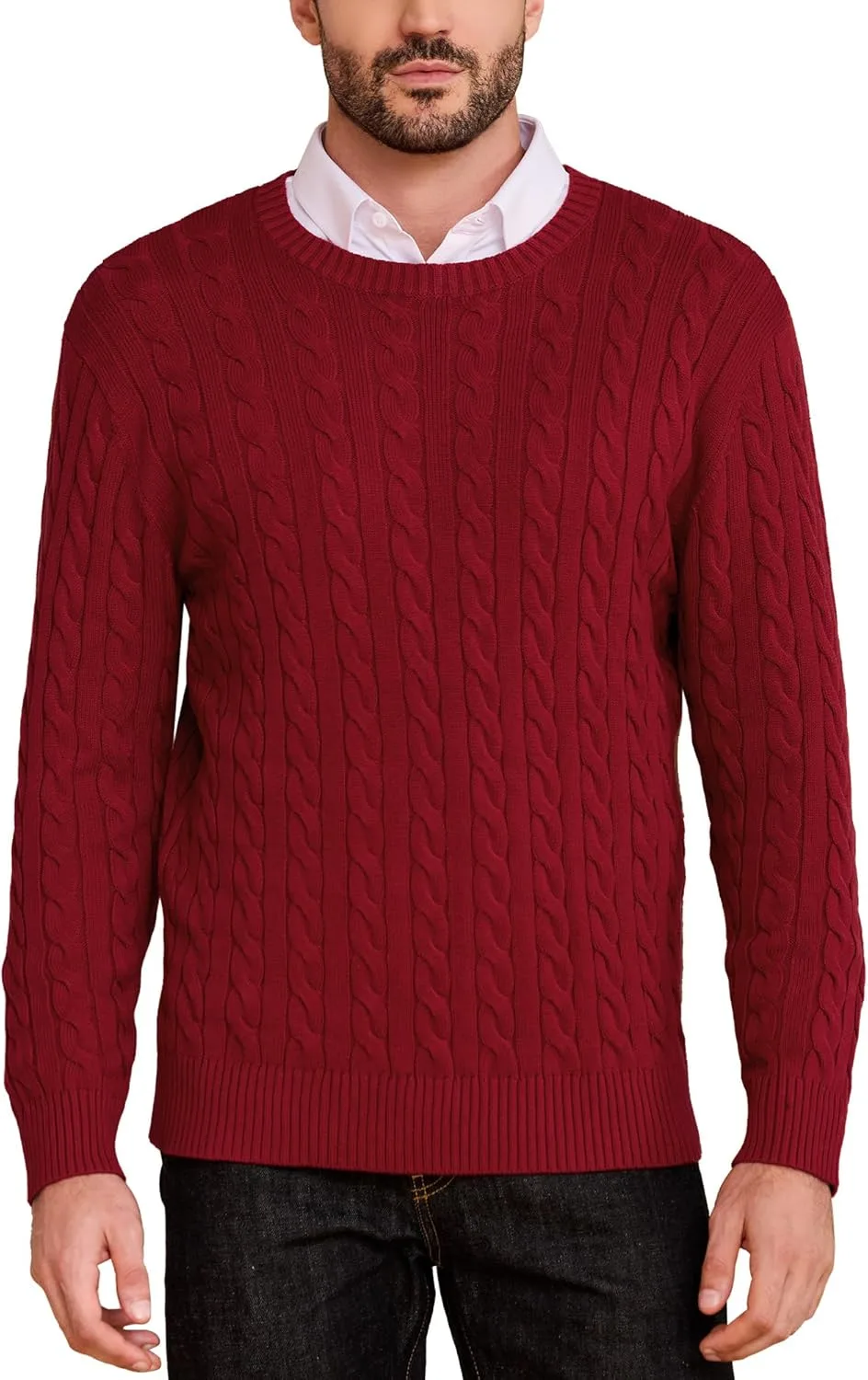 

Мужской свитер Kallspin с круглым вырезом, кабельная вязка, 100% хлопок