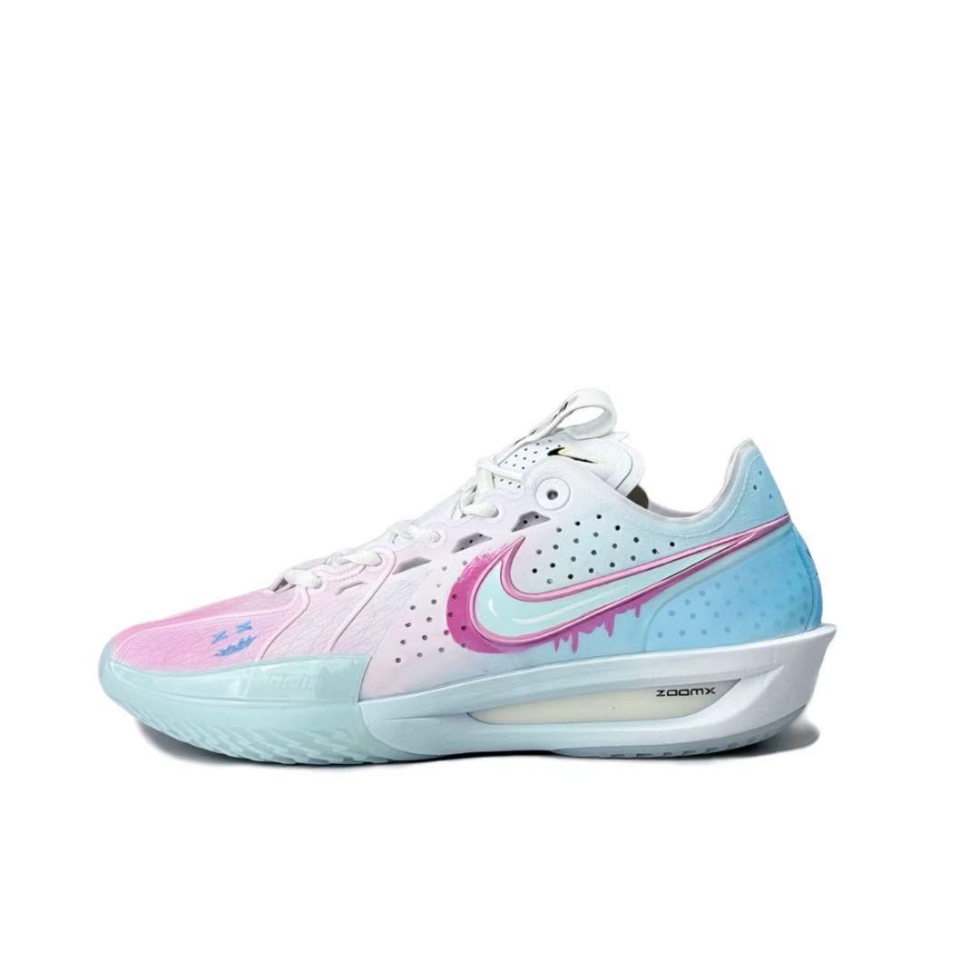 

Nike Баскетбольные кроссовки Air Zoom GT Cut 3 Macaron с низким верхом, устойчивые к истиранию, мужские, розово-синие