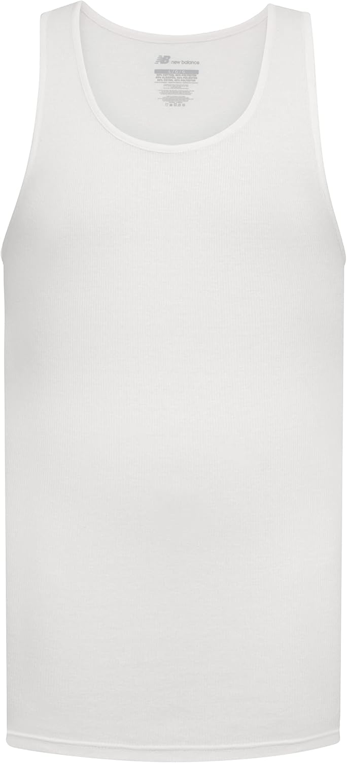 

Мужская майка-топ без рукавов New Balance из хлопка с отделкой в рубчик (3 или 4 пары), White/White/White/White