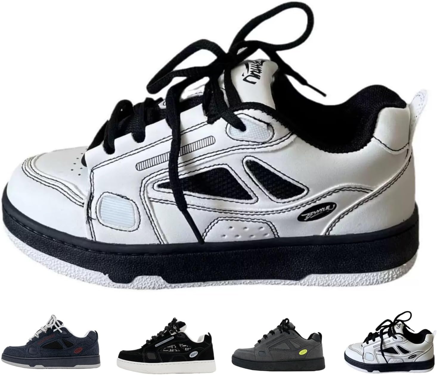 

Мужские ретро-кроссовки MACEFIL с массивной подошвой, модные Y2K, повседневные, с нескользящей платформой, уличные, спортивные для прогулок, белый