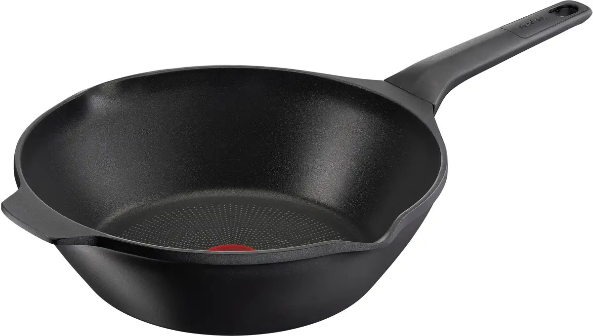

Tefal Wok "Robusto", алюминий, (1 шт.), литой алюминий, антипригарное покрытие, термосигнал, все типы плит, индукционные Ø 28 см + высота 11,8 см, черный