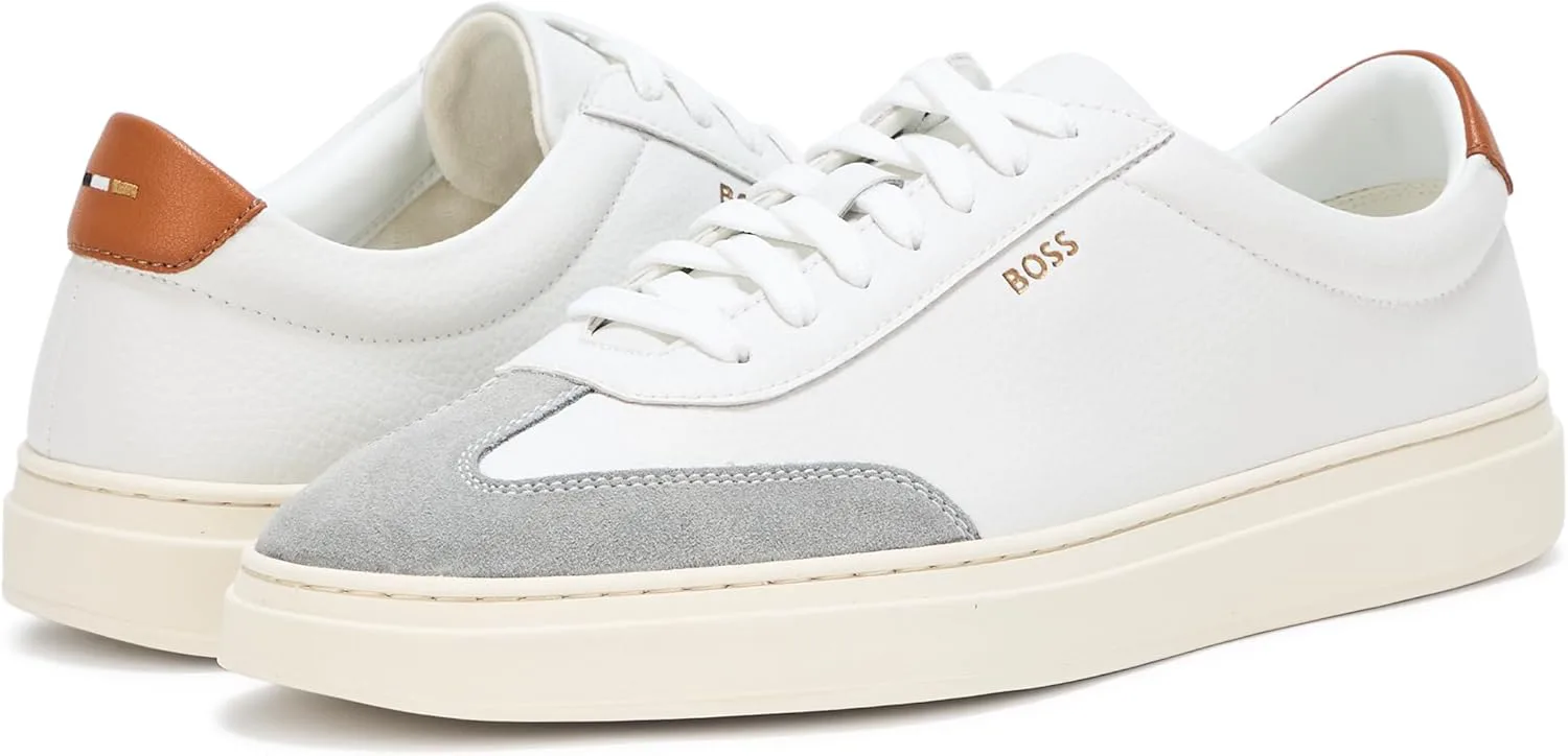 Мужские теннисные кроссовки BOSS Kieran из гладкой кожи, белый — фото 3
