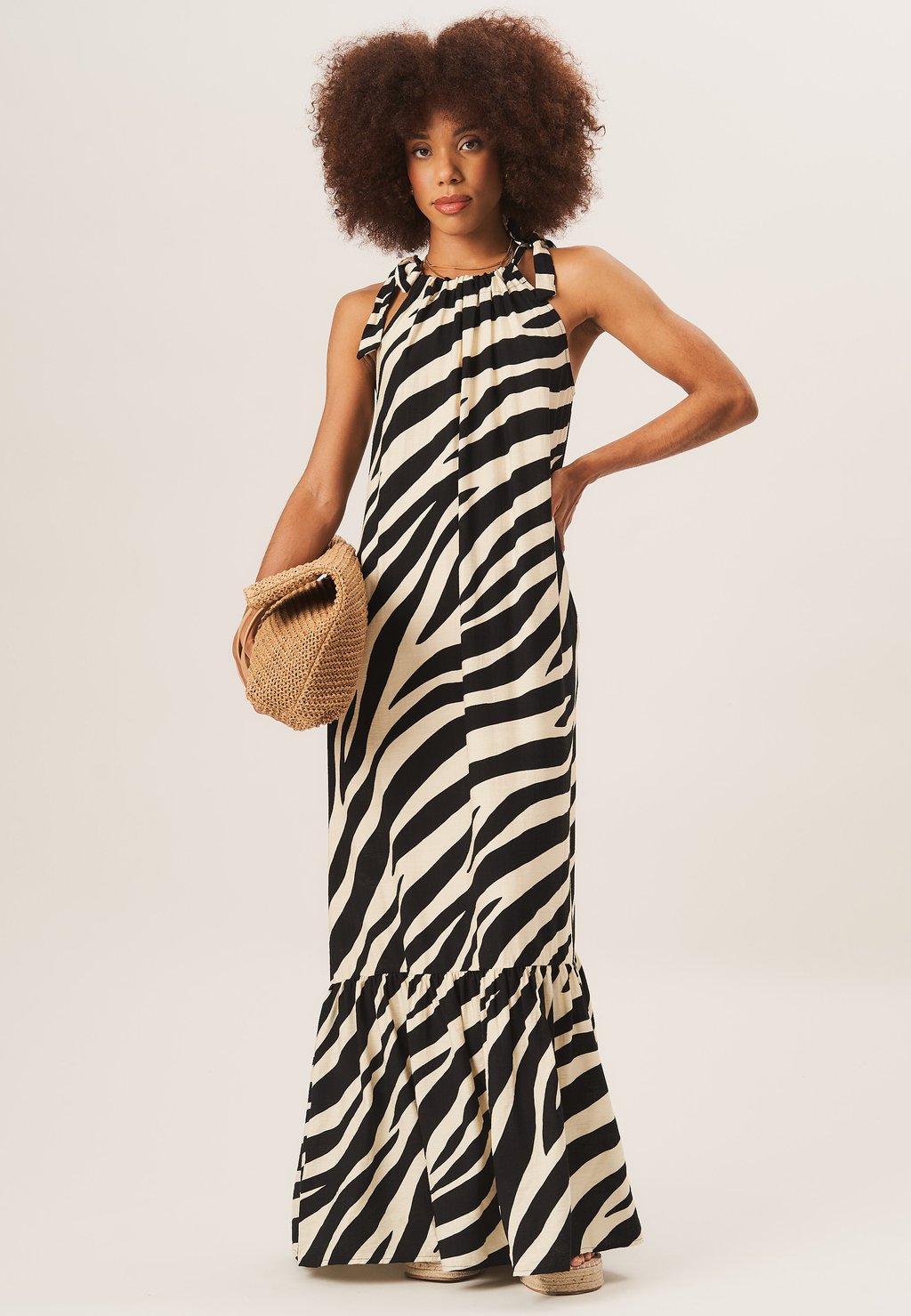 

Длинное платье ZEBRA TIE SHOULDER GINI LONDON, черный