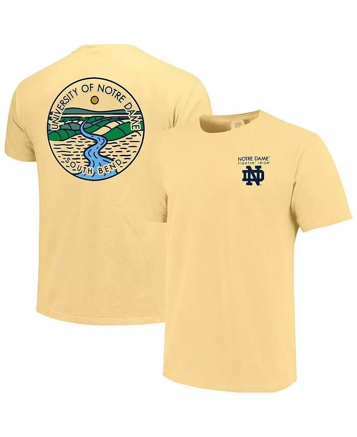 

Мужская и женская золотая футболка Notre Dame Fighting Irish Scenic Comfort Colors Image One, золотой